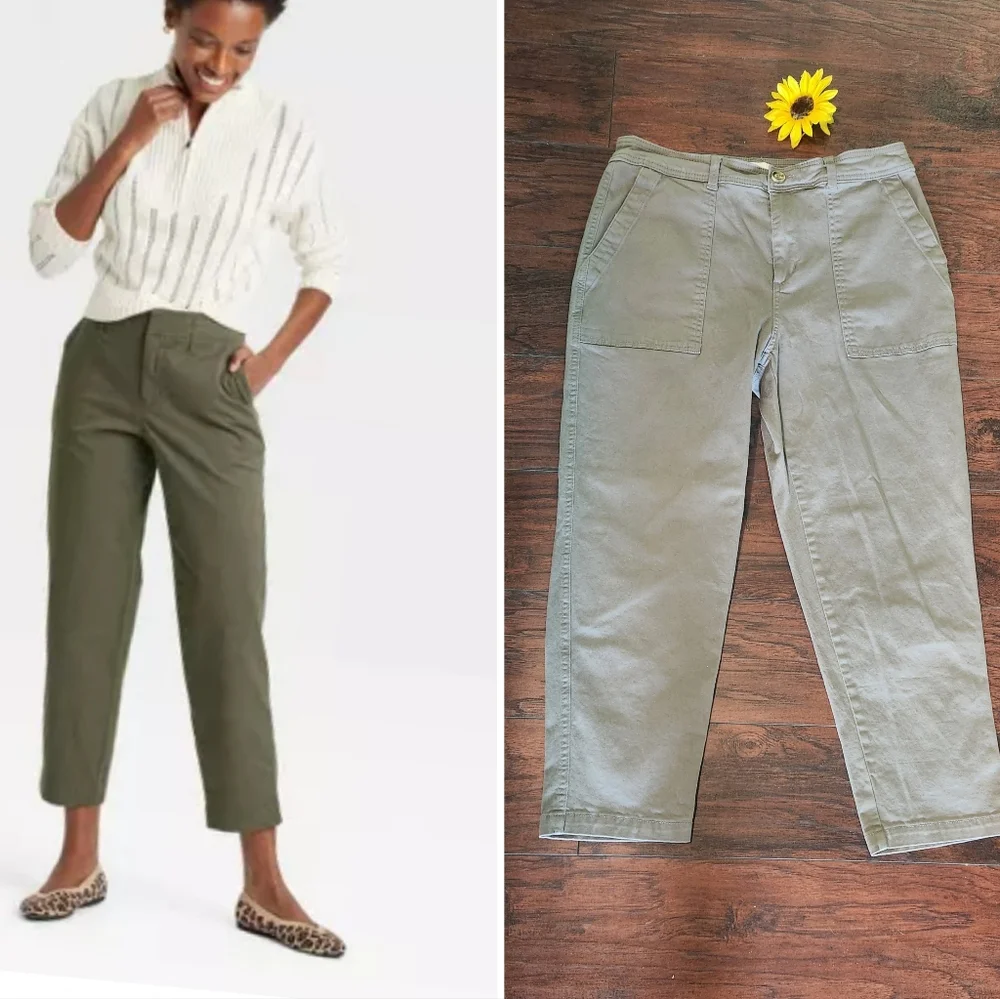 A New Dat High-Rise Tapered Ankle Chino Pants Elastizano